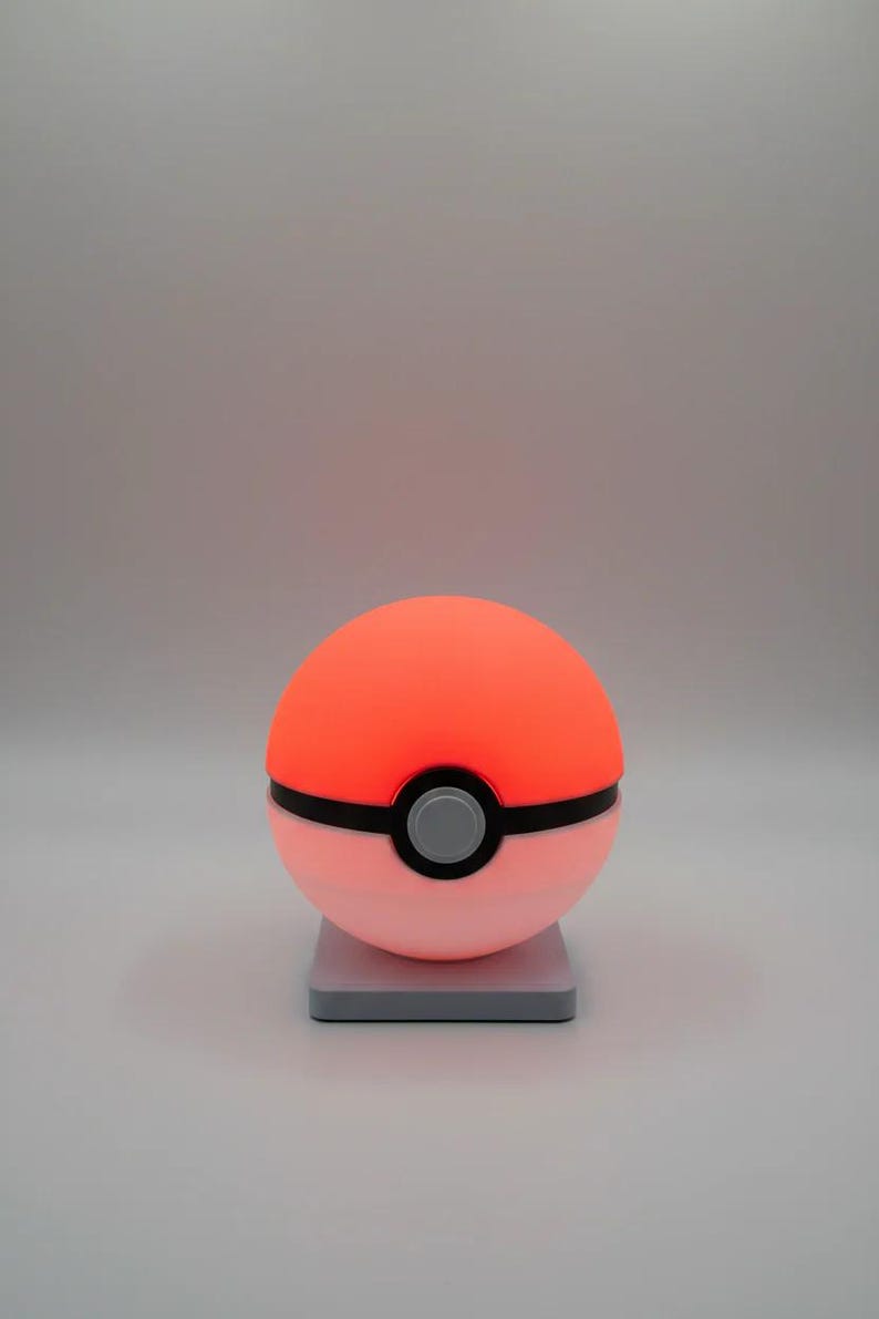 PokeBall - Red & White Ball LED Night Light - Gaming Inspired Desk Lamp, USB Mood Light, Bedside Lamp, Unique Gift for Gamers, Ambient Room image 6