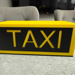 3D Printed TAXI LED Lightbox Sign - Retro Home Bar Decor image 2