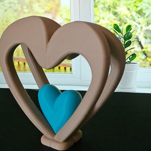 3D Printed Heart Sculpture Ornament | Modern Love Decor | Abstract Home Accent | Anniversary Wedding Gift | Minimalist Heart Art image 1