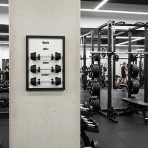 Personalised Gym Wall Art Frame | Custom Weightlifting Gift | Squat Bench Deadlift Tracker | Gym Decor UK | Fitness Gift for Him | Home Gym image 2