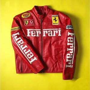 Leather ferrari jacket - Etsy 日本 Leather ferrari jacket - Etsy 日本
