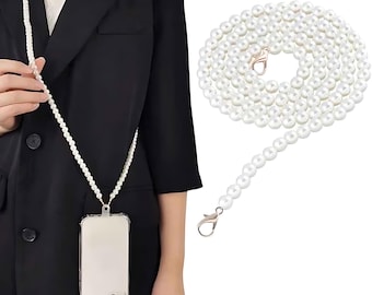 Pearl Phone Lanyard Strap: Crossbody Chain Wristlet - Anti-Lost Necklace