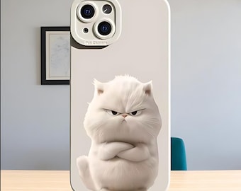 Funny Cat iPhone Case: Soft Matte Silicone, Shockproof Cover