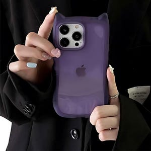 Cute 3D Cat Ear Case for All iPhones – Girl Cartoon Clear Shockproof Soft Silicone Cover, Anti-Fall Protection, Adorable and Durable.