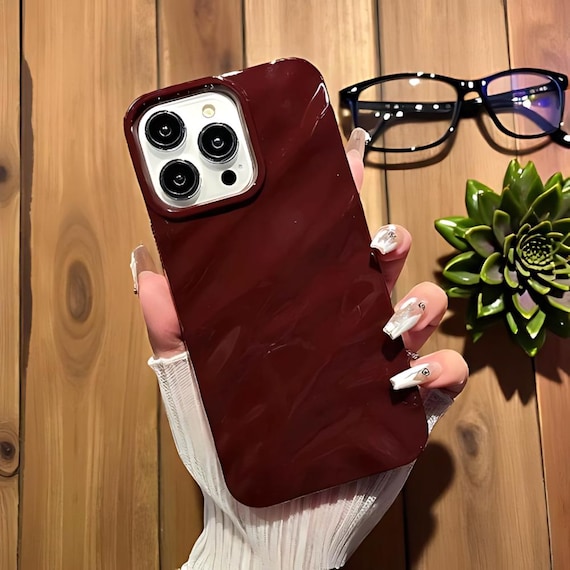 3D Wavy Glossy iPhone Case – Solid Color Soft Silicone Cover