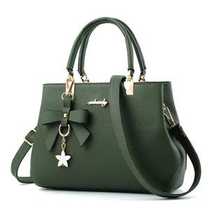 Elegante Frauen Messenger Taschen mit Blumenanhänger Büro Damen Totes reine Handtasche für weibliche Cross Body Umhängetaschen