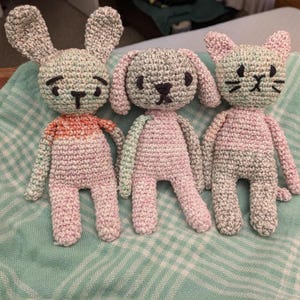 Baby Toy Stuffy Rattle Dog Lovey Stuffed Rabbit Soft Toy Animal Cat Newborn Gift Baby Shower Handmade Toy Hand Crocheted Rattle Baby Shower