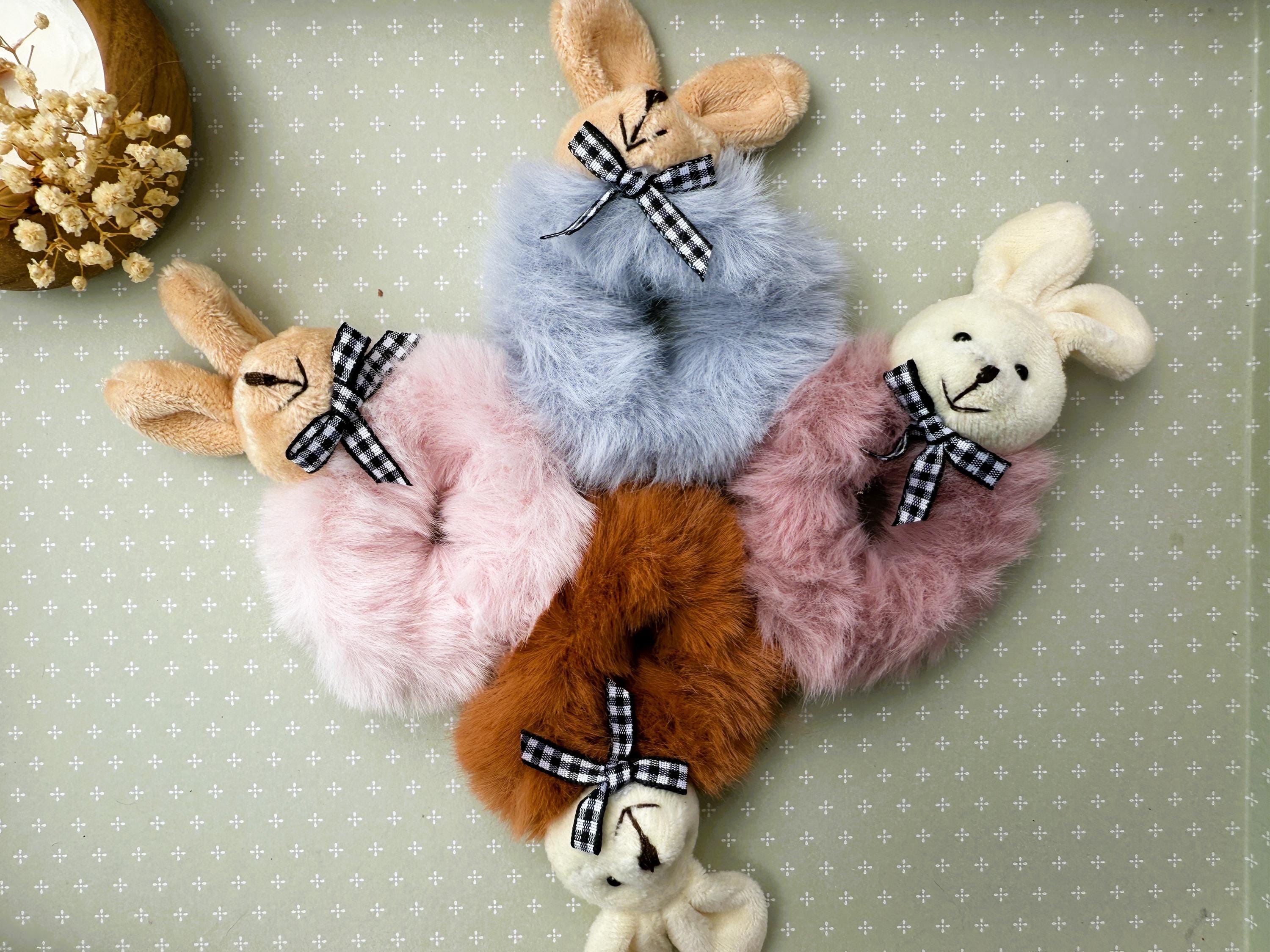 Pink Bunny Ear Scrunchie - Etsy