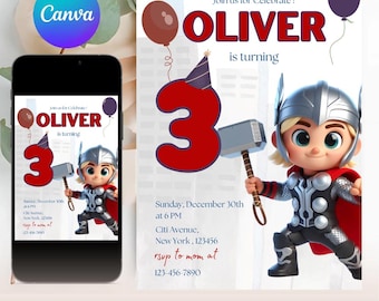 Thor Birthday Invitation: Editable Avengers Party Invite (Digital Download)