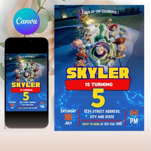 Toy Story Digital Invitation, Toy Story Birthday Party, Kids Digital invitation, Kids Birthday Party, Instant Download, Canva, Toy Story