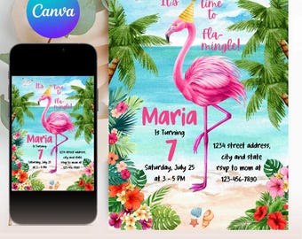 Flamingo Birthday Invitation, Flamingo Birthday Party Invitation, Pink Flamingo Invitation Birthday, let's Flamingle, Fabulous Birthday