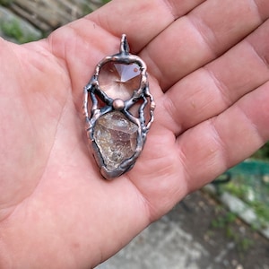 Pendant with Elestial Quartz (Hopper Quartz) and Swarovski jewelsmadeinitaly jewelsitalian jewelsethnic jewels