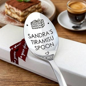 Personalized Tiramisu Spoon - Cake lover gift - Pudding shovel - Unexpected dessert gift for her  cake lover BFF gift - Long handle spoon