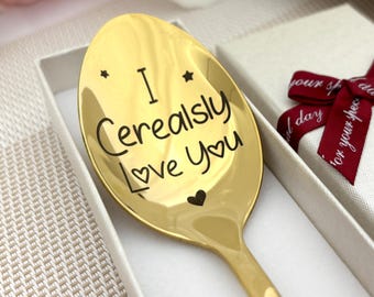 Personalized Cereal spoon - I love you Cerealsly Boyfriend gift - Husband Oatmeal Spoon Engraved