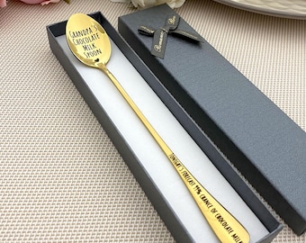 Long handle spoon with custom text - Gold spoon - Stirrer for Milkshake - Engraved personalization