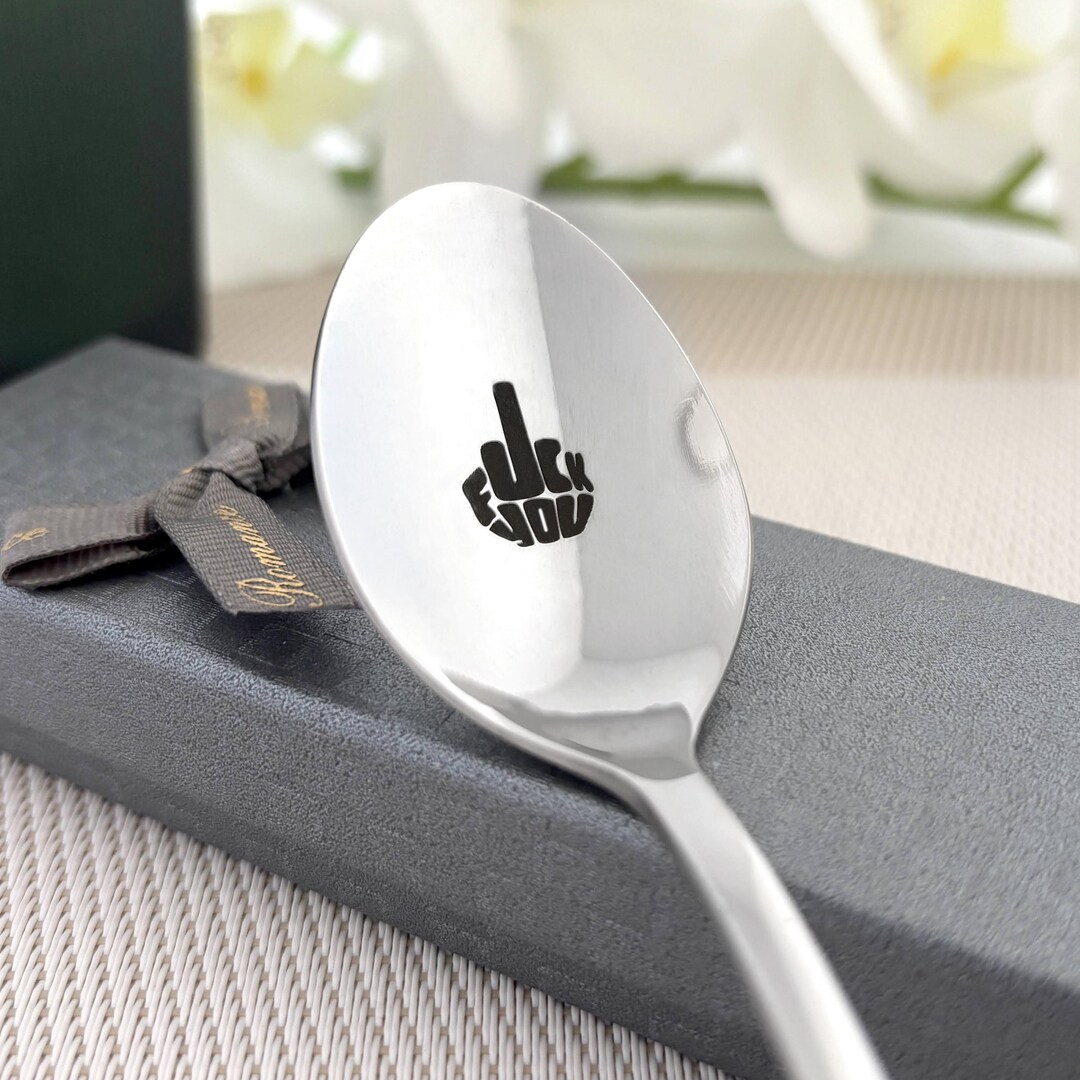 Middle Finger Spoon - Funny Prank Gift for Ex Friend - Offensive Gag ...