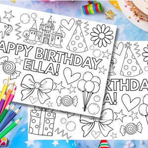 personalised printable colouring pages for kids birthday party/party favour