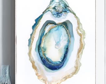 Oyster Watercolor Print: Coastal Nautical Wall Art