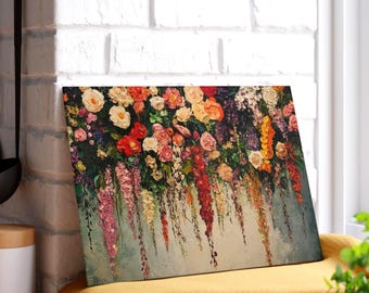 Floral Glass Cutting Board: Vintage Kitchen Decor, Tempered Glass