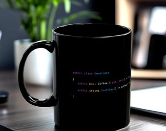 C# Developer Coffee Mug: Black Ceramic Mug for Software Engineers