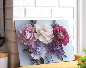 Peony Floral Tempered Glass Cutting Board: Kitchen Decor