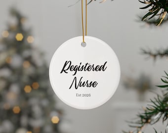 Enfeite de Natal para Enfermeira Registrada • Presente de Formatura para Enfermeiras • Lembrança de Natal para Novas Enfermeiras