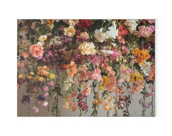 Floral Glass Cutting Board: Pink, Tangerine & Lilac Blooms