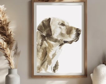 Watercolor Labrador Portrait: Gentle Watch - Minimalist Dog Art Print, Veterinary Calm Collection