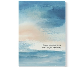 Ocean Sunset Journal: Beach Lover Gift, Watercolor Notebook