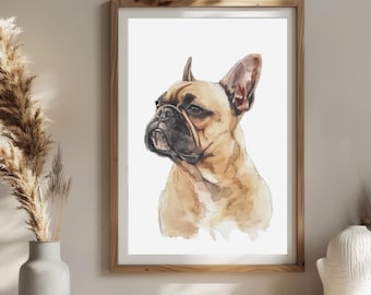 French Bulldog Watercolor Portrait | Veterinary Office Wall Art | Popular Breed Series | Minimalist Dog Print