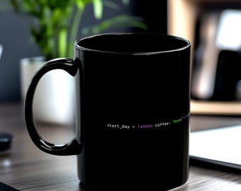 Python Developer Coffee Mug – Functional One-Liner Design – 11oz Black Ceramic Mug for Programmers