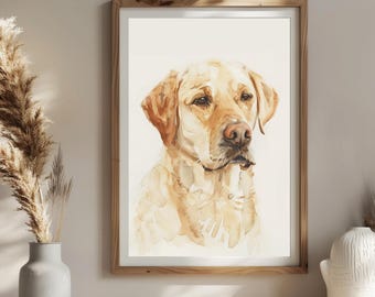 Watercolor Labrador Portrait: Steady Presence - Minimalist Dog Art Print, Veterinary Decor