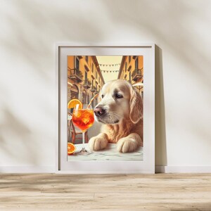 Aperol Labrador Print | Funny Cocktail Dog Art | Bar Cart Decor | Playful Pet Illustration | Instant Download