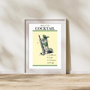 Mojito Print | Tropical Cocktail Wall Art | Bar Cart Poster | Party Drink Sign | Refreshing, Vibrant, Summery