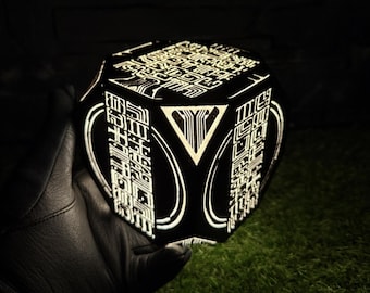 Crimson Desert Activated Abyss Artifact, Crimson Desert Relic, Glowing Cube, Fantasy Collectible