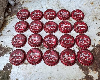 Handmade Weathered Bottle Caps, Fallout Nuke Cola Caps, Props, Gift for Fans, Cosplay Accessory