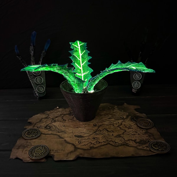 Luz nocturna Nirnroot, hierba de alquimia fantástica, ingrediente de alquimia, artefacto LED, decoración coleccionable de juegos de rol para jugadores y cosplayers.