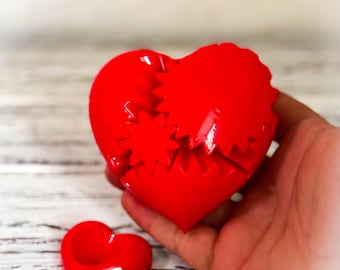 Rotating Gear Heart, Fidget Toy, Transforming Moving Figurine, Moving Mechanical 3D printed Heart