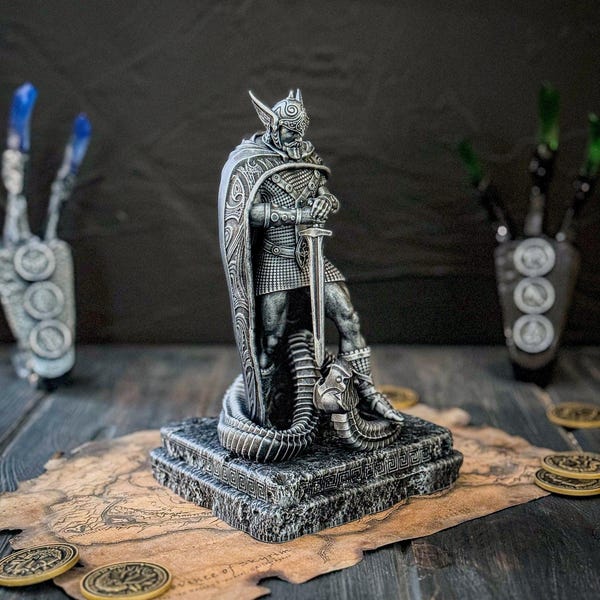 Talos Nordische Krieger Statue – Wikinger Stil Held Figur – Fantasy Harz Skulptur – Mythisches Dekor, Geschenk für Sammler und Gamer