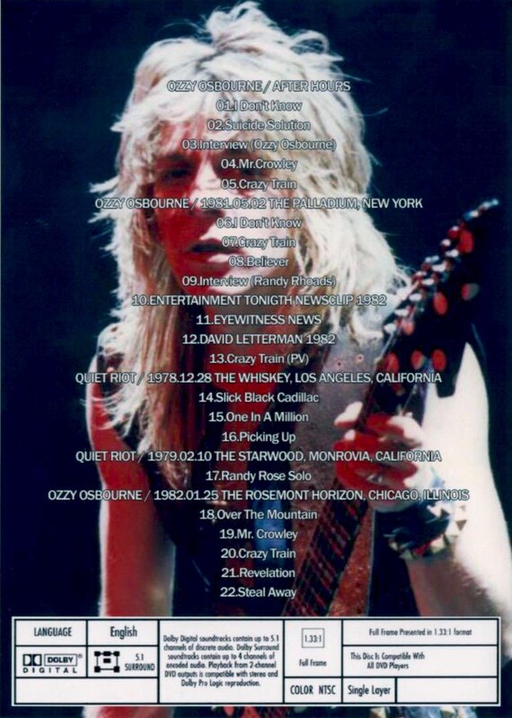 オジー・オズボーン / ランディ・ローズ ベスト・ライブ。1DVD - Etsy