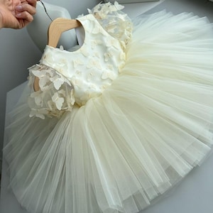 Pastel Flower Girl Dress, Butterfly Tulle Birthday Party Dress, Fairy Princess Dress for Girls, Toddler Pageant Dress, Tutu Dress