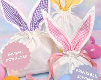 Reversible Easter Bunny Treat Bags Printable Sewing Pattern and ...