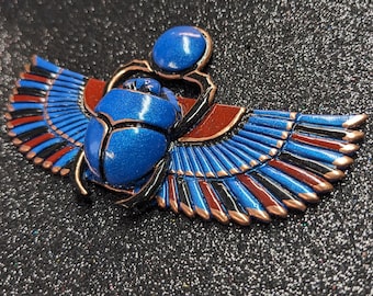 Egyptian Scarab - Jewelry - Green Blue Red and Copper Gold