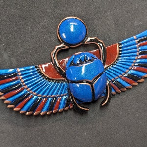 Egyptian Scarab Jewelry Green Blue Red and Copper Gold image 8