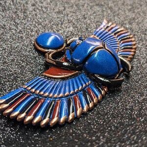 Egyptian Scarab Jewelry Green Blue Red and Copper Gold image 5