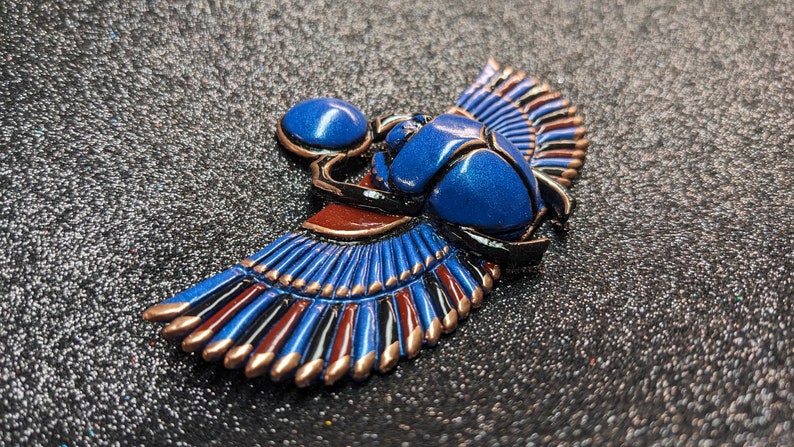Egyptian Scarab Jewelry Green Blue Red and Copper Gold image 5