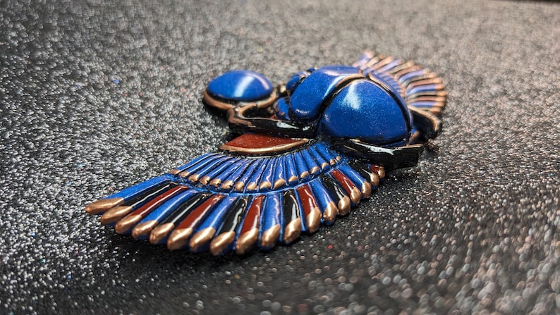 Egyptian Scarab Jewelry Green Blue Red and Copper Gold image 6