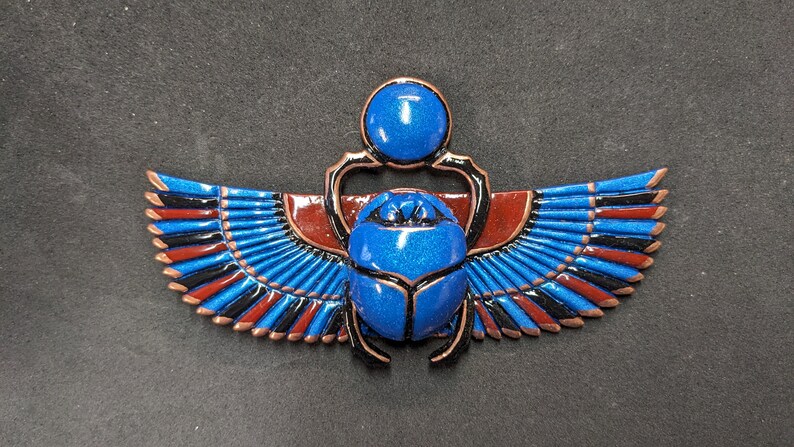 Egyptian Scarab Jewelry Green Blue Red and Copper Gold image 7