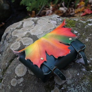 Fall Leaves Leather Armor Pouch Elven Fae Purse image 2