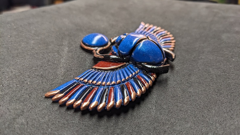 Egyptian Scarab Jewelry Green Blue Red and Copper Gold image 9